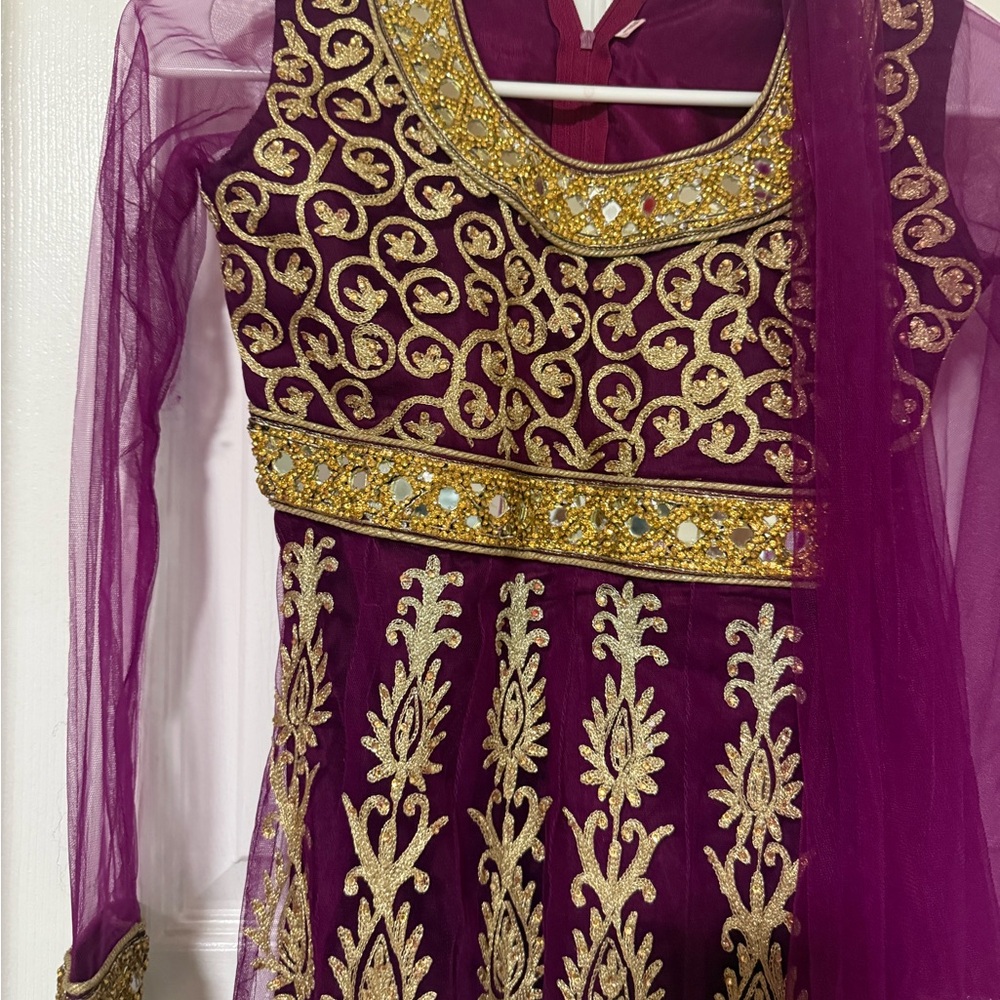 Elegant Purple and Gold Formal Gown